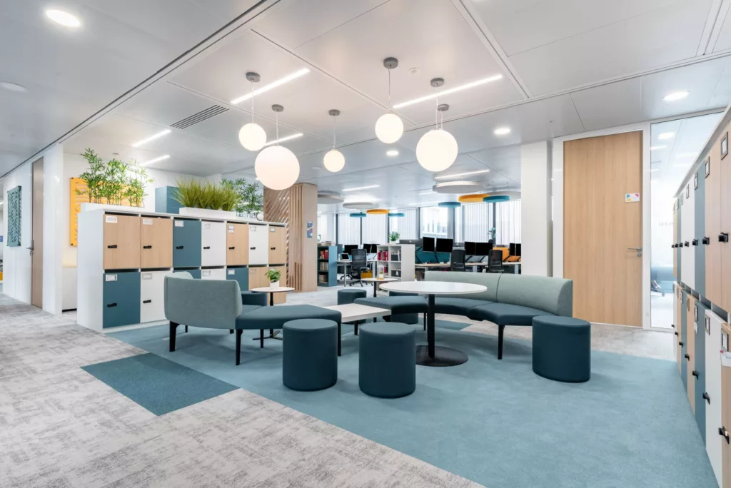 aménagement plateau de bureau Paris 13ème, espace ouvert de détente