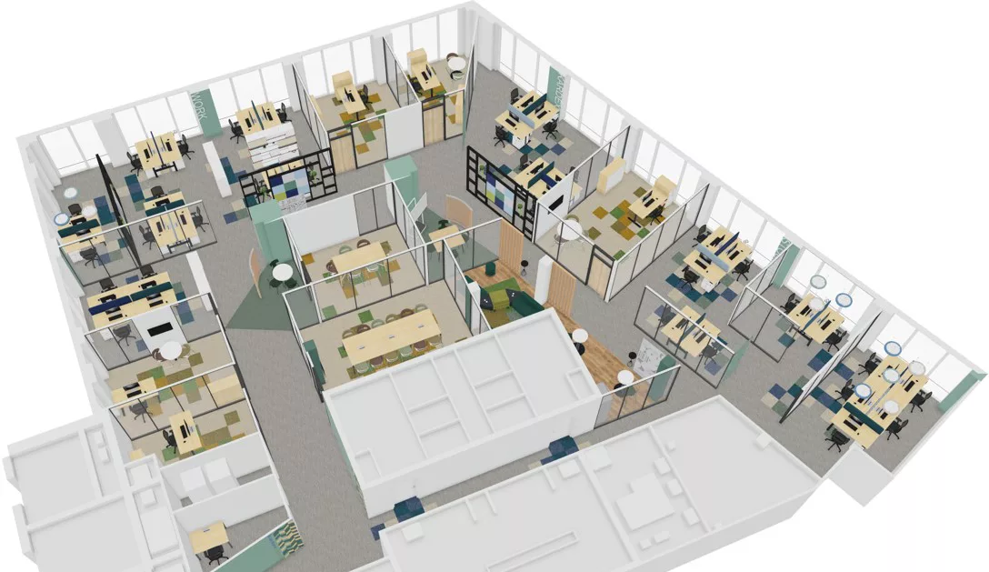 Plan d'aménagement de bureaux cloisonnés