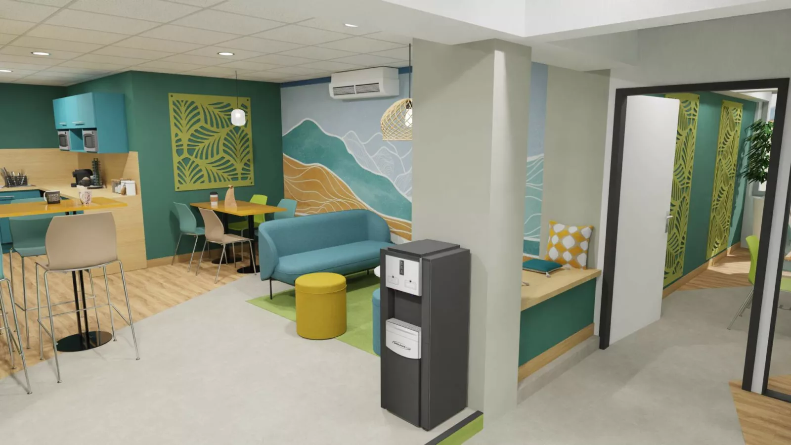 Espace détente aménagement de bureau